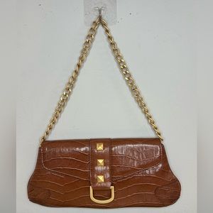 New York & Company Brown Croc Embossed Purse EUC